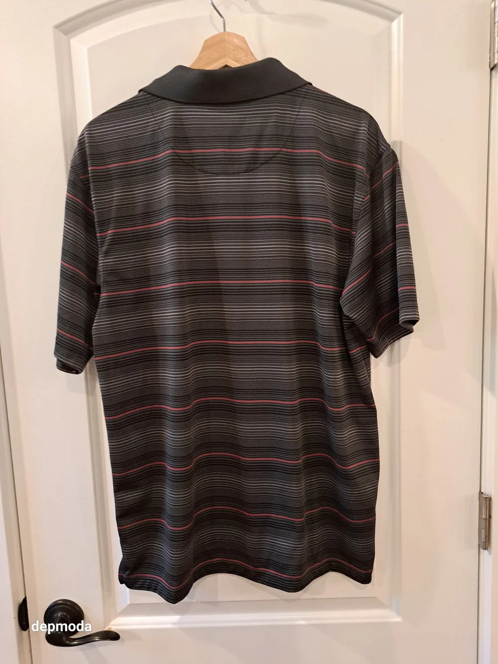 Grand Slam Men's Black Polo with Red Stripe Accents Size L